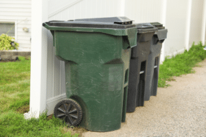 Trashcans Lined Up